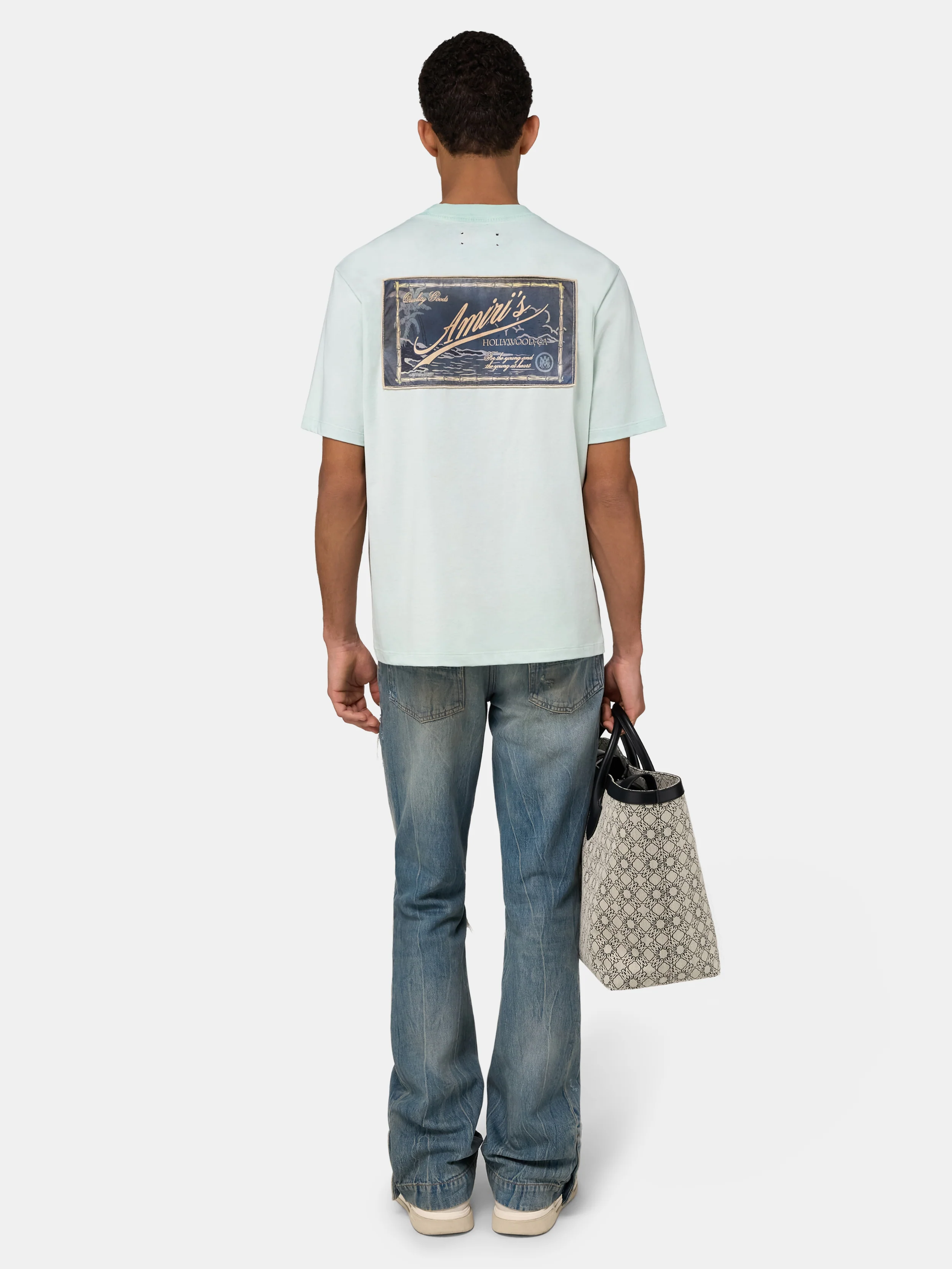 AMIRI QUALITY GOODS LABEL TEE - Powder Teal - Image 4