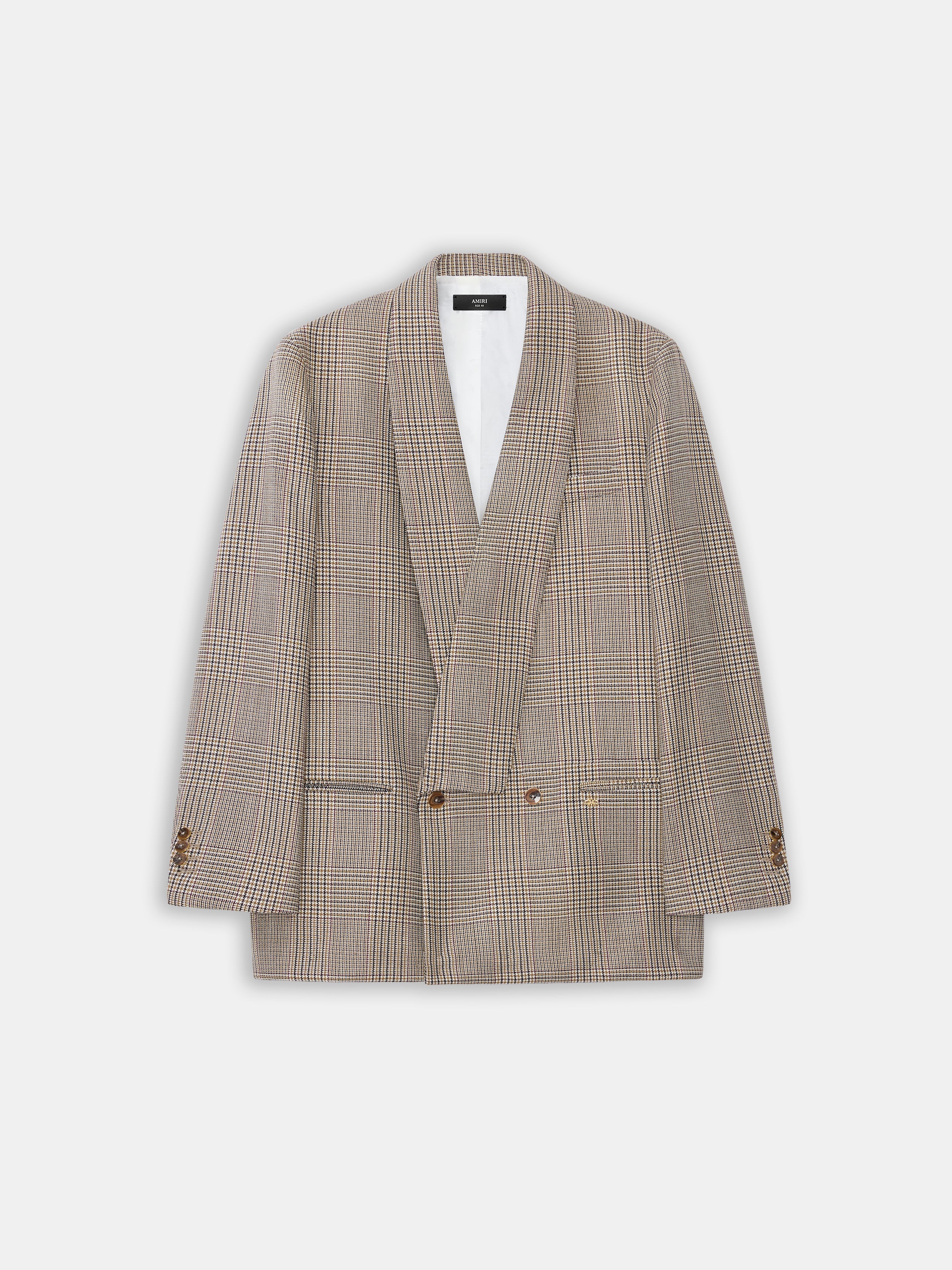 CHECK DOUBLE-BREASTED BLAZER - Taupe