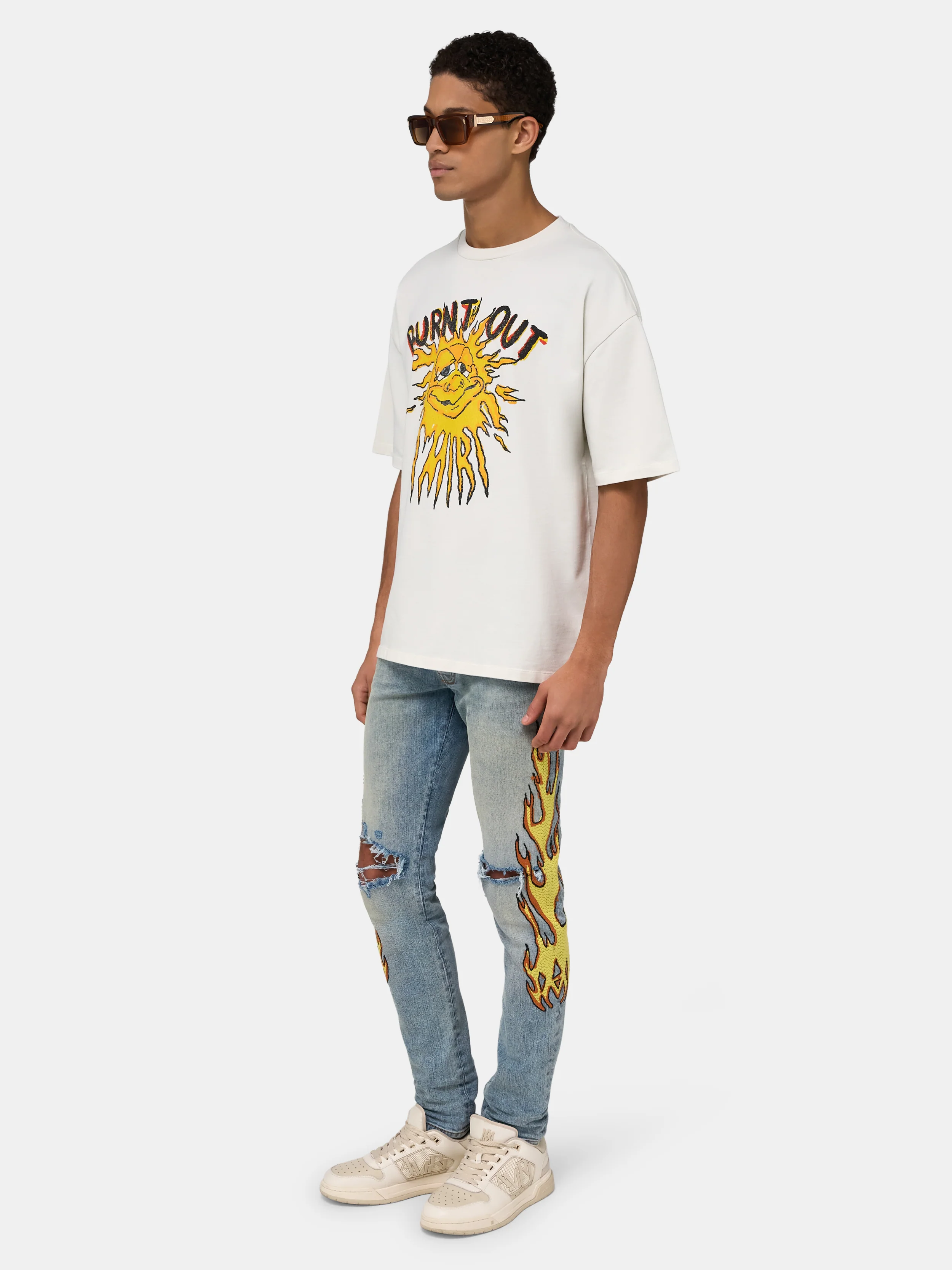 FLAMES EMB SKINNY JEAN - Ash Indigo - Image 3