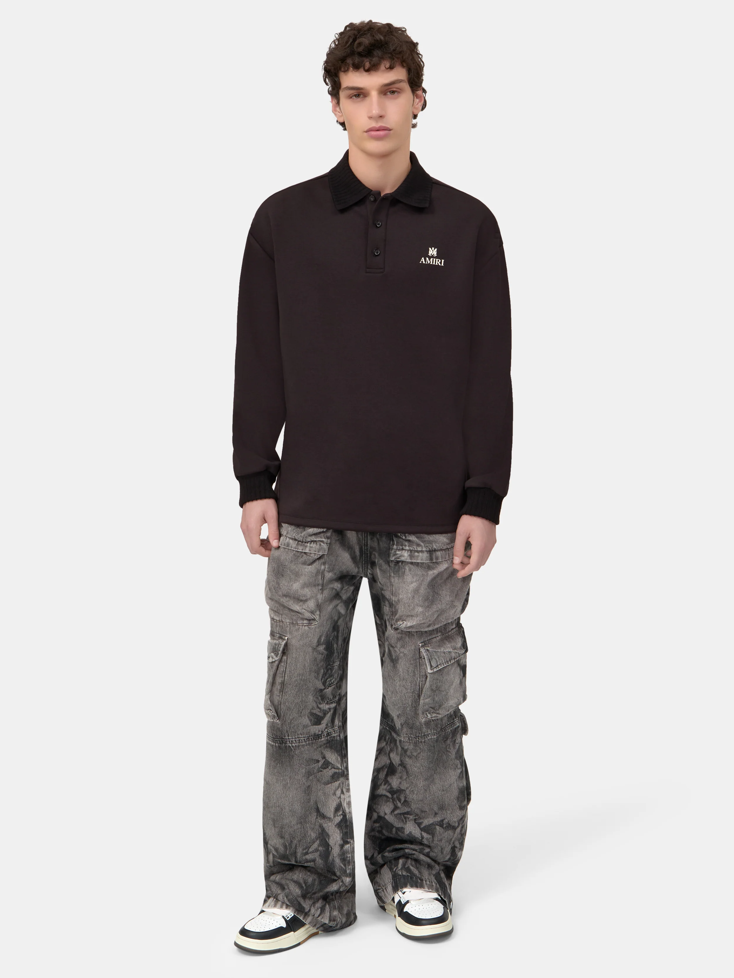 MA OVERSIZED LONG SLEEVE POLO - Black - Image 2