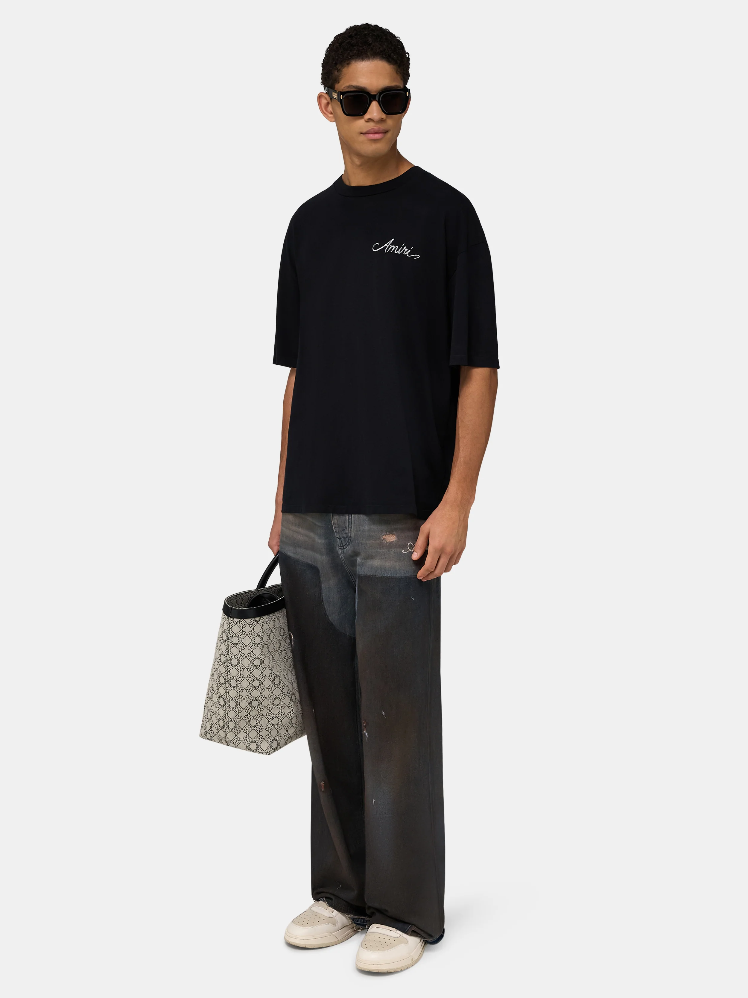 MA QUAD CHECKERBOARD OVERSIZED TEE - Black - Image 3