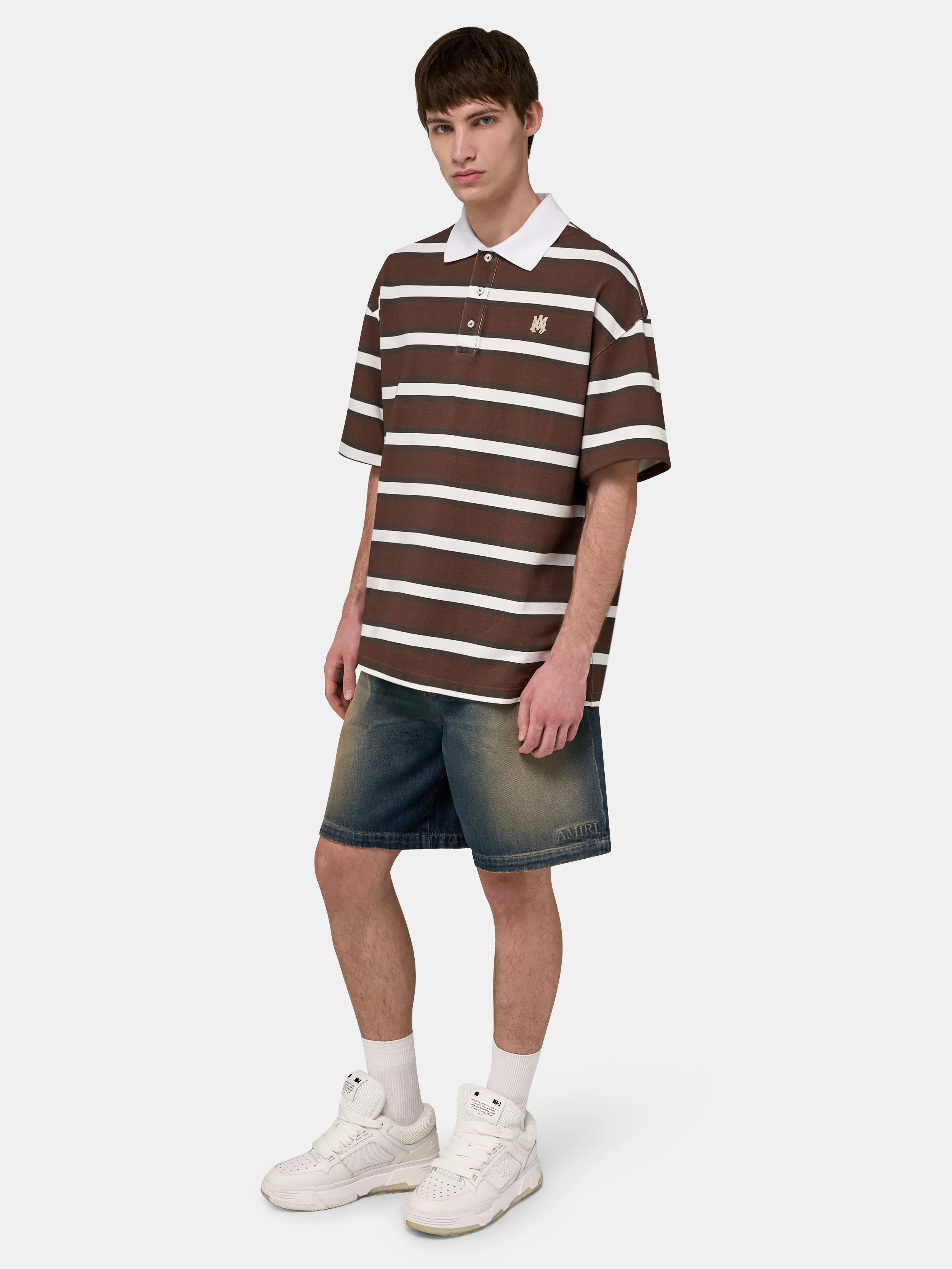 MA STRIPED OVERSIZED POLO - Tobacco - Image 3