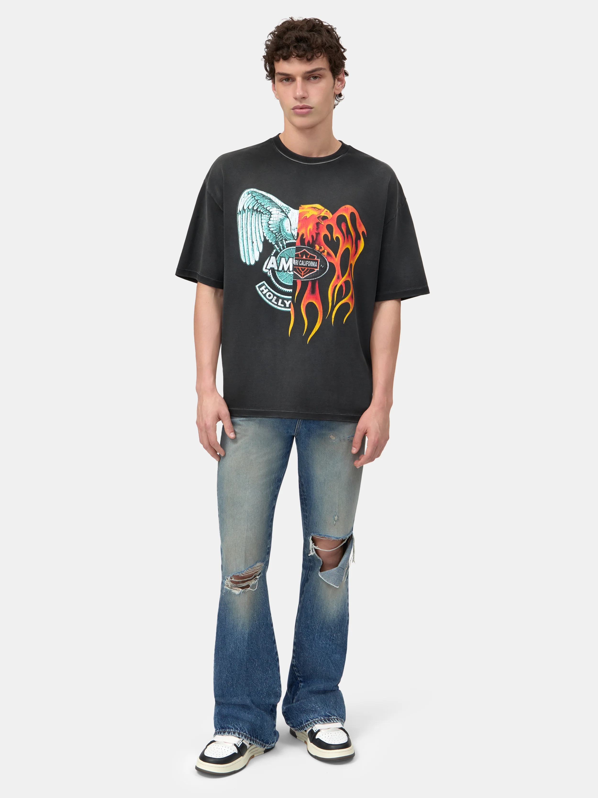 SPLICED OVERSIZED TEE - Black - Image 2