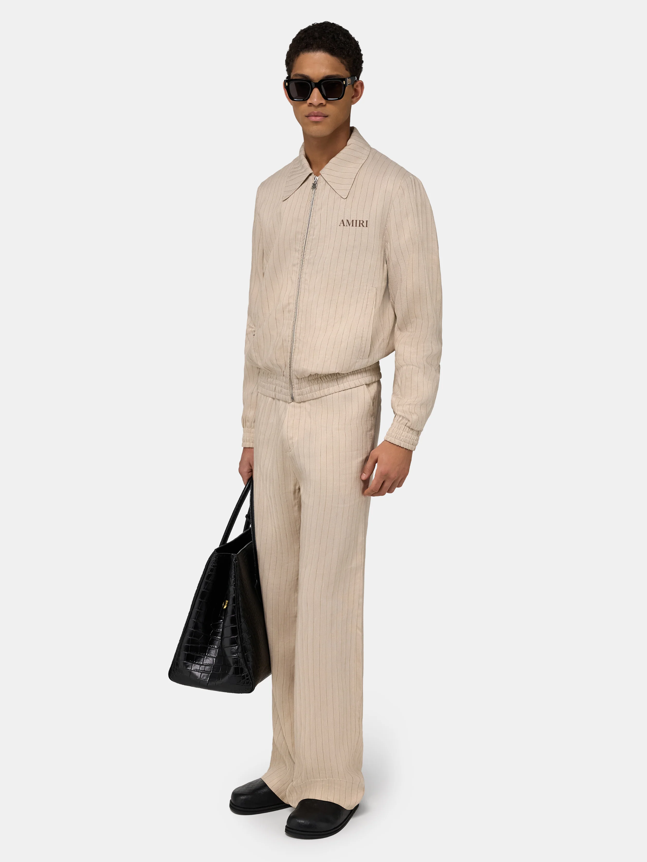 STRIPED BLOUSON - Alabaster - Image 3