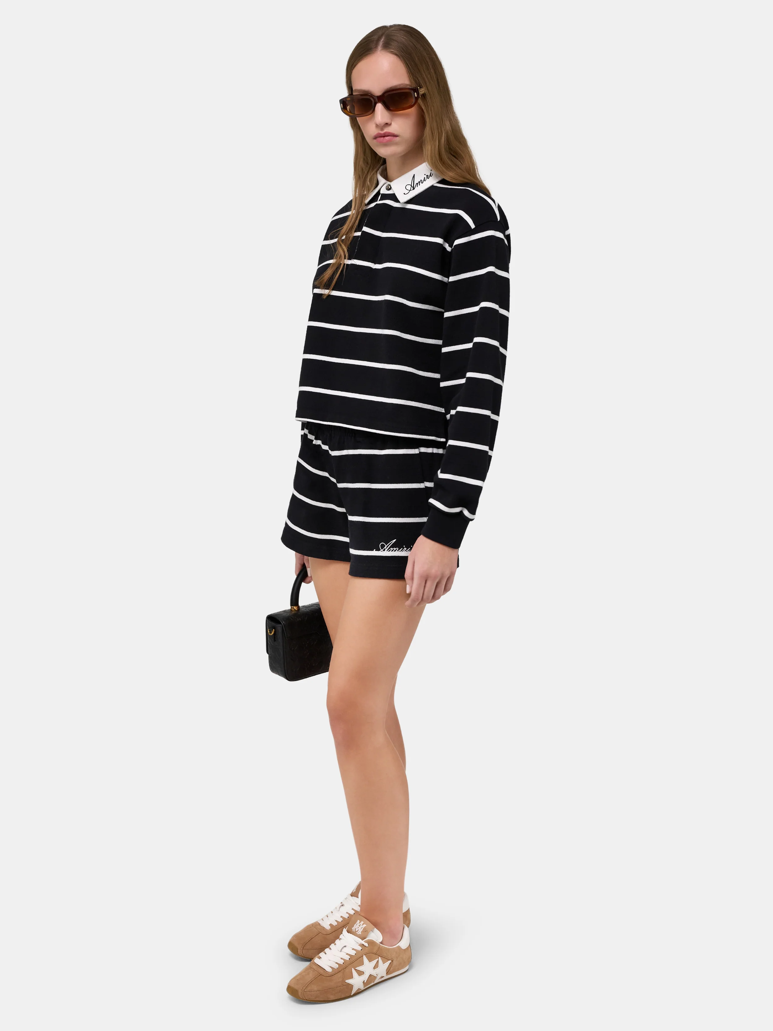 WOMEN - WOMEN'S STRIPED SWEATSHORT - Black - Image 3