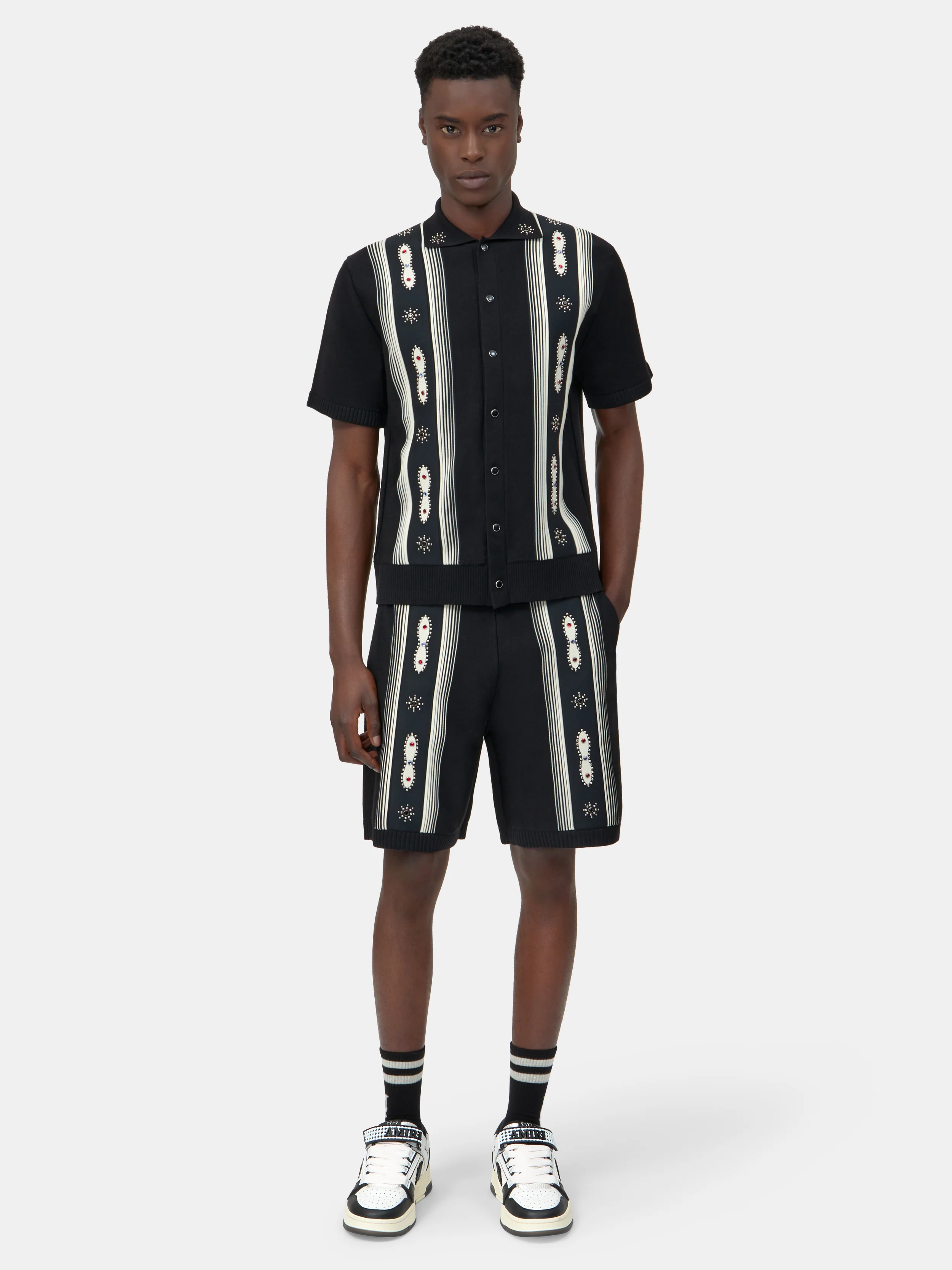 STUD STRIPE SHIRT - Black - Image 2